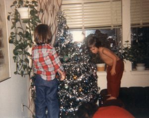 Carrie and Chris helping to decorate for Christmas